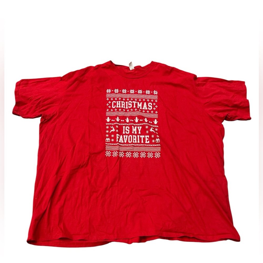 Port and Company Red Ring Spun Christmas Design Big & Tall T-Shirt Size 6XL
